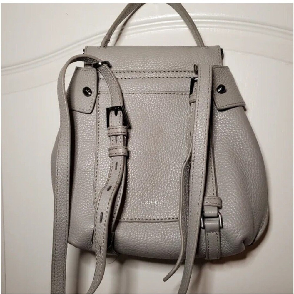 Botkier New York Valentina Grey Pebbled Leather Convertible Backpack Bag - Picture 4 of 12